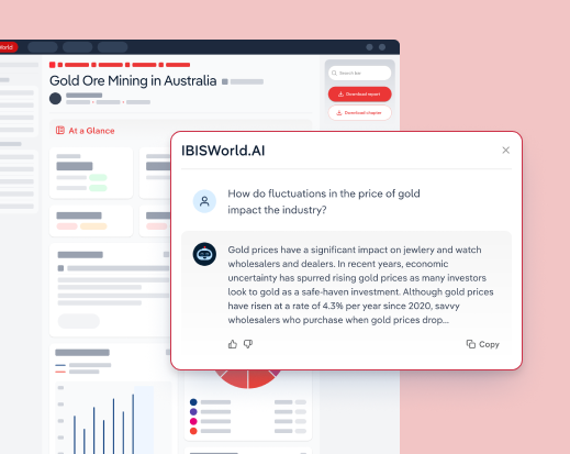 Screen showing a IBISWorld data with industry future risks and opportunities data