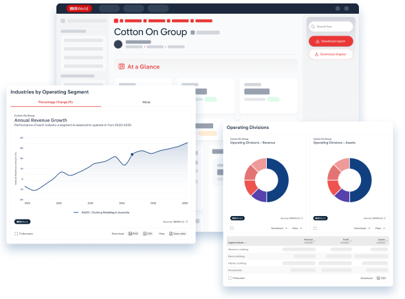 Screen of an IBISWorld Enterprise Profiles